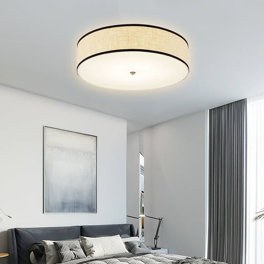 Minimalist Fabric Drum Ceiling Mounted Light - Led White Flush Mount Lamp (16’/19.5’/23.5’ Dia)