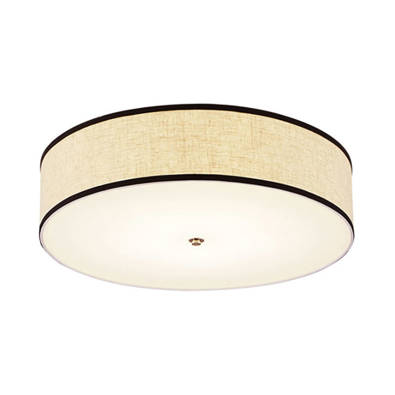 Minimalist Fabric Drum Ceiling Mounted Light - Led White Flush Mount Lamp (16’/19.5’/23.5’ Dia)