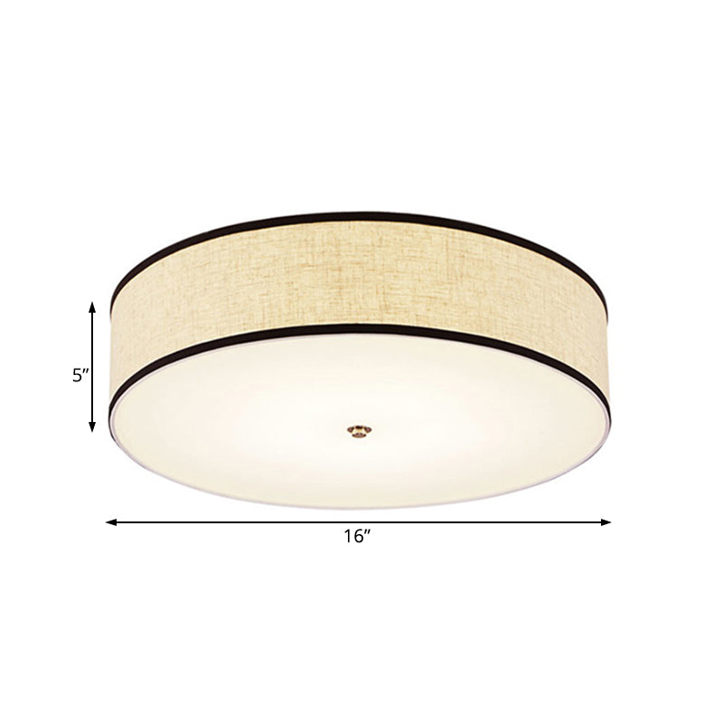 Minimalist Fabric Drum Ceiling Mounted Light - Led White Flush Mount Lamp (16’/19.5’/23.5’ Dia)