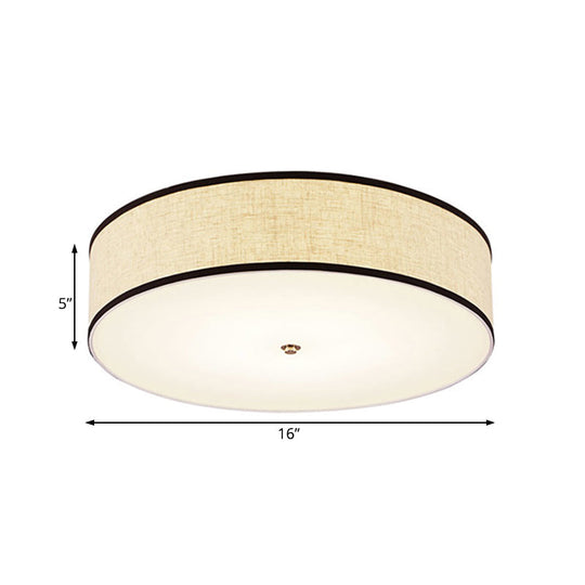 Minimalist Fabric Drum Ceiling Mounted Light - Led White Flush Mount Lamp (16’/19.5’/23.5’ Dia)