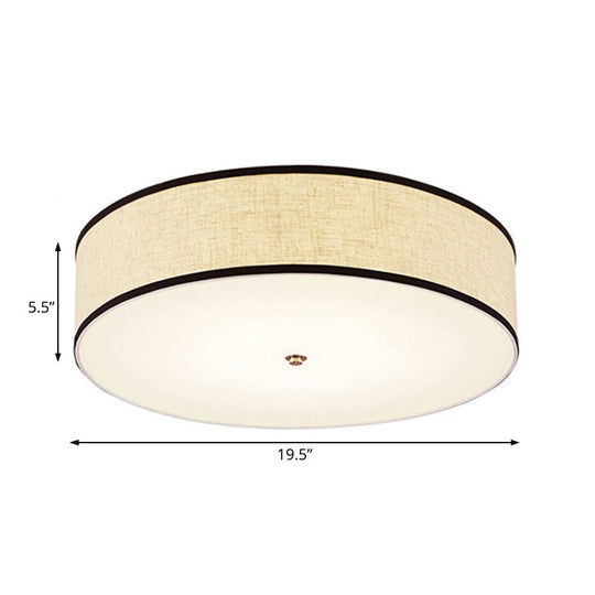 Minimalist Fabric Drum Ceiling Mounted Light - Led White Flush Mount Lamp (16’/19.5’/23.5’ Dia)