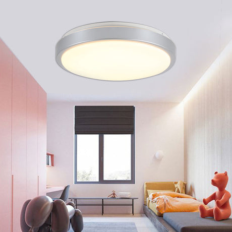 Modern Led Flush Mount Ceiling Light In Silver With Acrylic Shade Available 3 Sizes And Warm/White