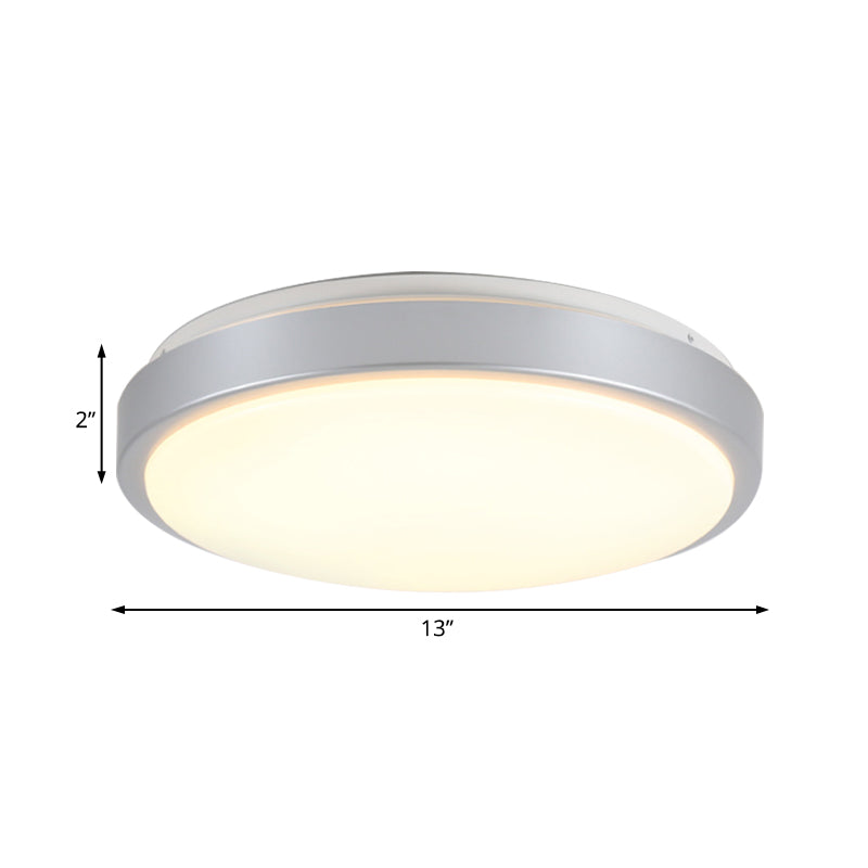 Modern Led Flush Mount Ceiling Light In Silver With Acrylic Shade Available 3 Sizes And Warm/White