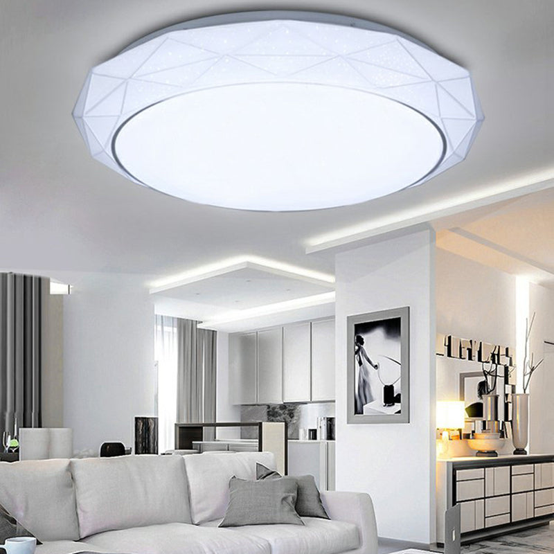 Nordic Diamond Flush Ceiling Light With Led 16’/19.5’ Diameter In White/Pink/Blue Shades White / 16’