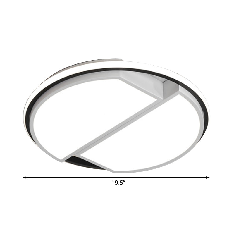 White Led Round Flush Mount Light Fixture With Acrylic Shade For Bedroom Ceiling - 16’/19.5’ Dia