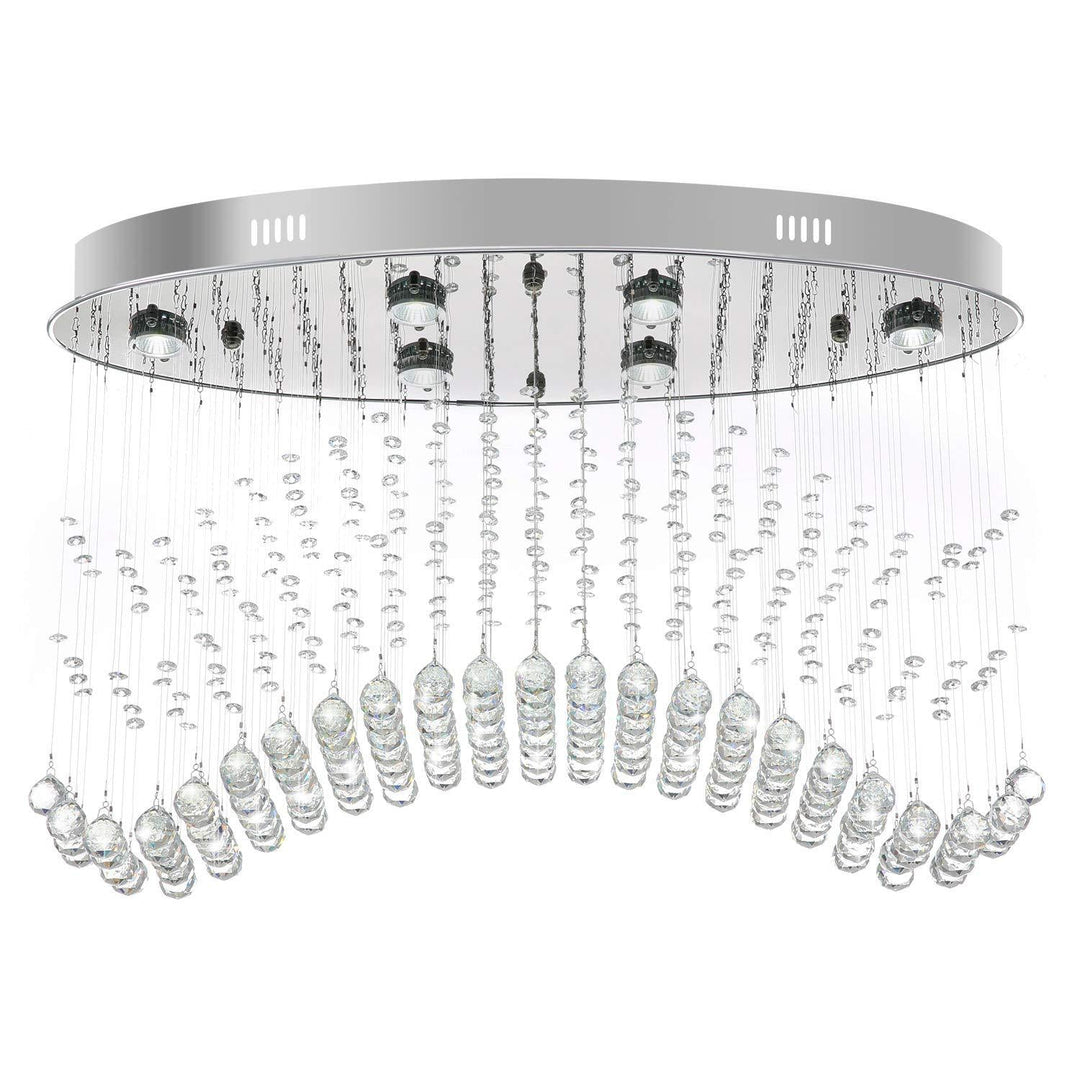 Modern Led Crystal Orb Ceiling Light In Chrome Finish For Bedrooms