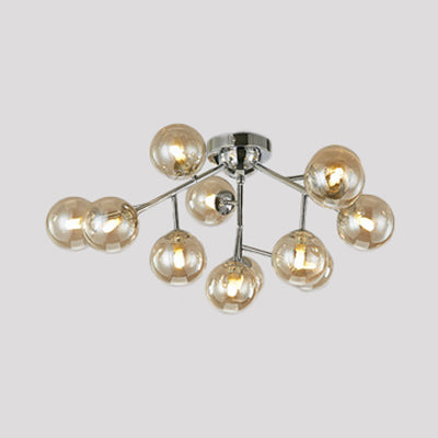 Modern Modo G9 Ceiling Light With Glass And Metal - 12 - Light Semi Flush Mount For Living Room Gold