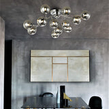 Modern Modo G9 Ceiling Light With Glass And Metal - 12-Light Semi Flush Mount For Living Room