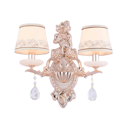 Traditional Gold Wall Mount Lamp With Fabric Shade - Ideal For Bedroom Or Candlelight Ambiance 2
