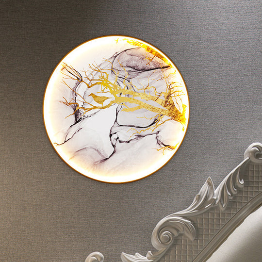 Asiatic Gold Aluminum Led Wall Lamp With Bird And Branch Design