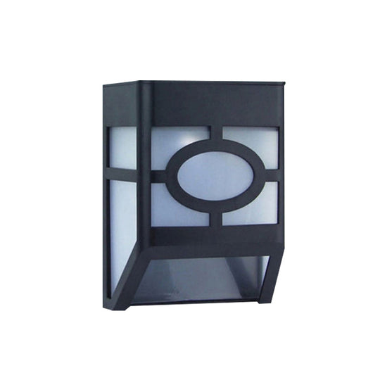 Sleek Black Solar Powered Outdoor Rgb Led Wall Sconce With Plastic Box Shade
