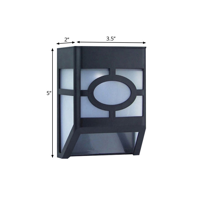 Sleek Black Solar Powered Outdoor Rgb Led Wall Sconce With Plastic Box Shade