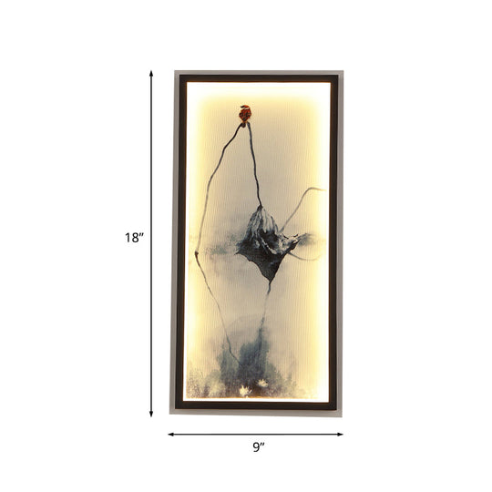 Modern Black Leaf Mural Led Wall Mounted Light For Asian-Inspired Decoration