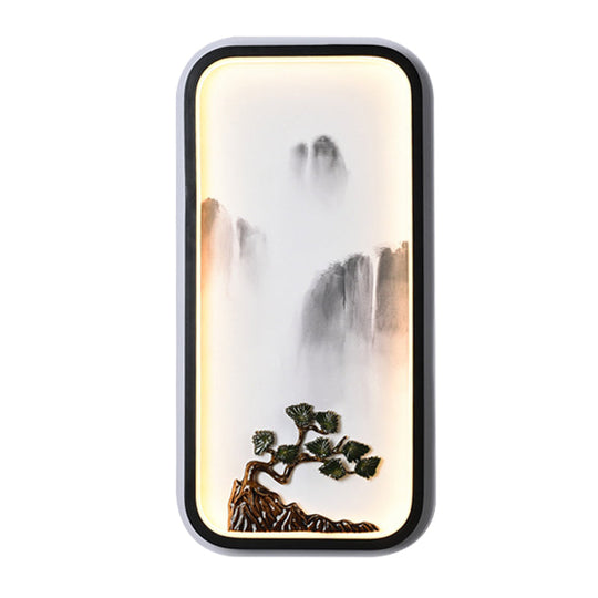 Chinese Ceramic Black Mountain Mural Lamp - Led Wall Lighting Fixture