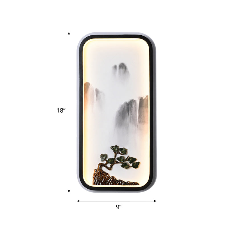 Chinese Ceramic Black Mountain Mural Lamp - Led Wall Lighting Fixture