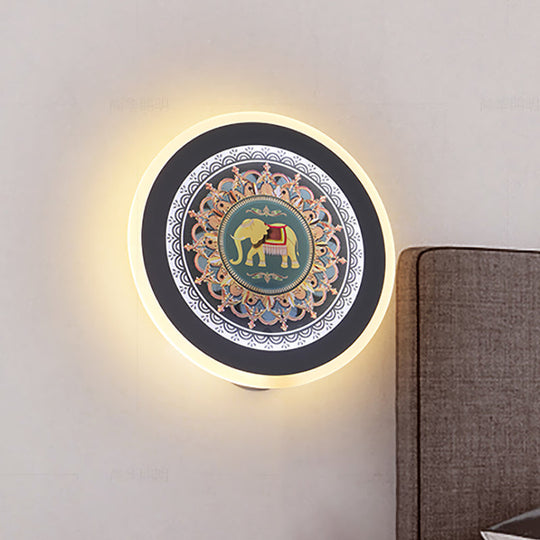 Blue Elephant Wall Lamp: Moroccan-Inspired Led Fixture For Bedside Or Mural