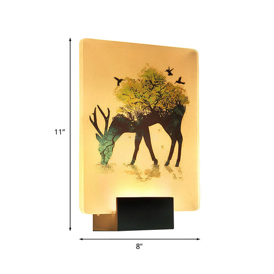 Nordic Elk/Tree Led Wall Sconce In White For Living Room