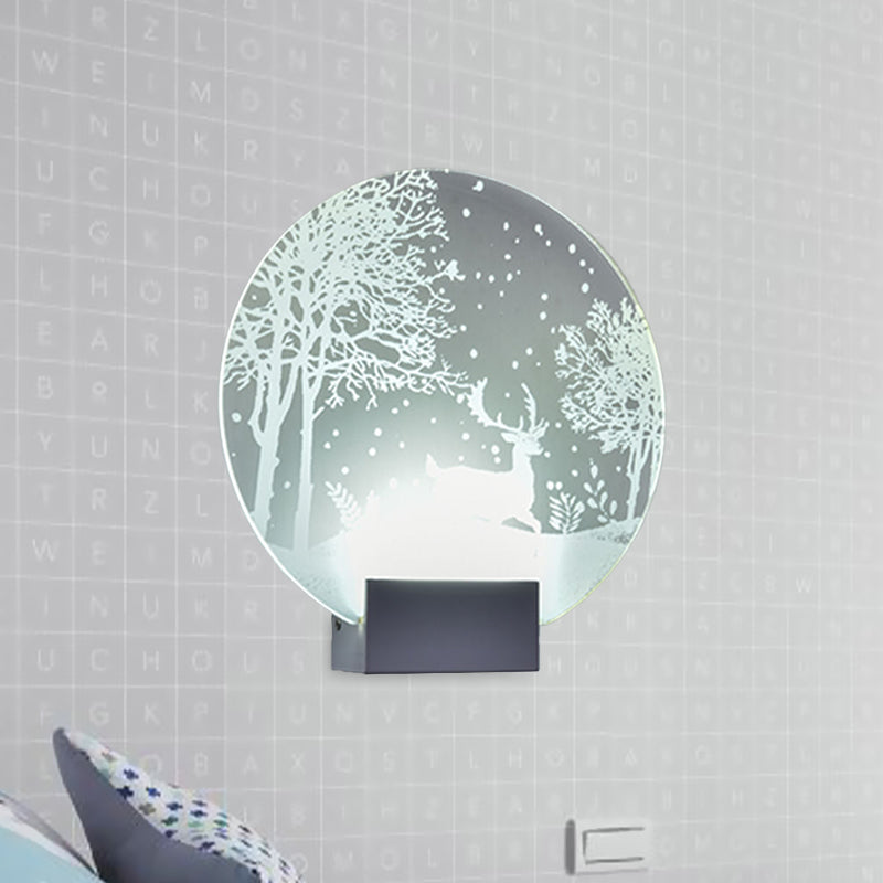 Winter Elk/Christmas Tree Led Mural Light Decor With Metal Shade - Hotel Sconce Lighting