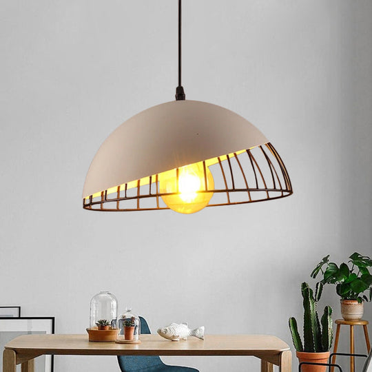 12’/14’ Retro Style Hanging Pendant Light With Metal Bowl Design - Black/Gray Finish For Dining