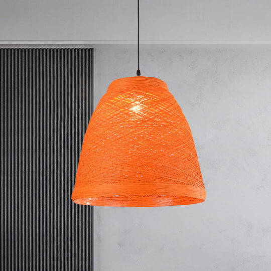 Tapered Pendant Lamp: Lodge Style 1-Light Fixture In Orange/Brown Orange