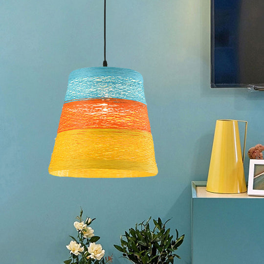 Tapered Pendant Lamp: Lodge Style 1-Light Fixture In Orange/Brown