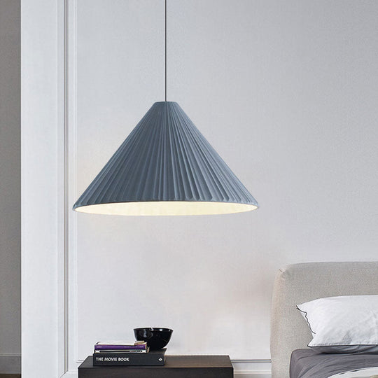 Nordic Style Ribbed Cone Pendant Light - White/Pink/Blue 1 Multiple Sizes Living Room Hanging Lamp