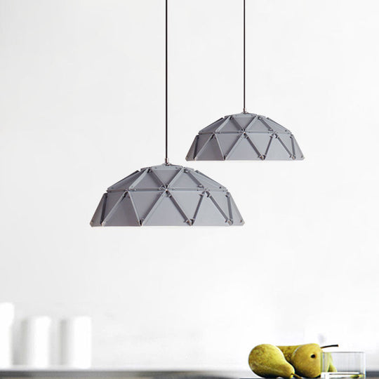 Yellow/White Macaron Domed Pendant Lamp: Modern Metallic Hanging Ceiling Light For Living Room