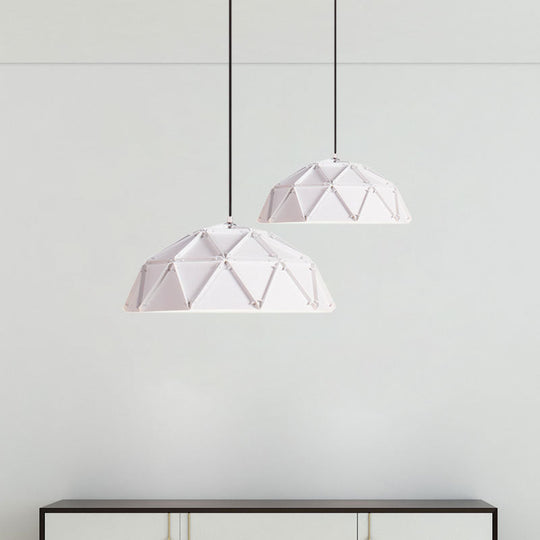 Yellow/White Macaron Domed Pendant Lamp: Modern Metallic Hanging Ceiling Light For Living Room