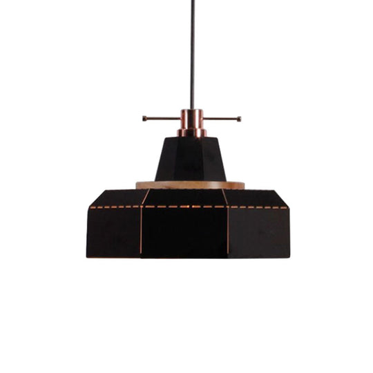 Modern Metal And Wood Pendant Light With Cylinder/Diamond Shade - 1 Black/White