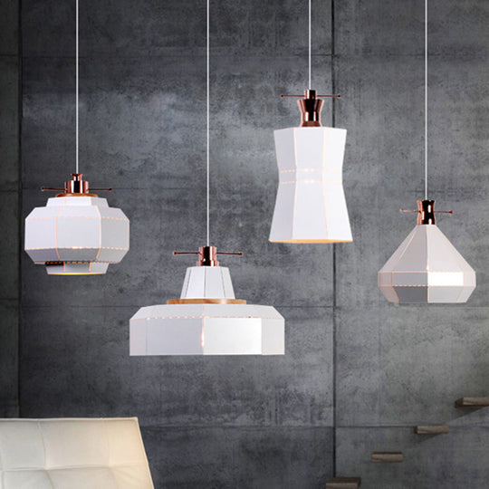 Modern Metal And Wood Pendant Light With Cylinder/Diamond Shade - 1 Black/White White / A