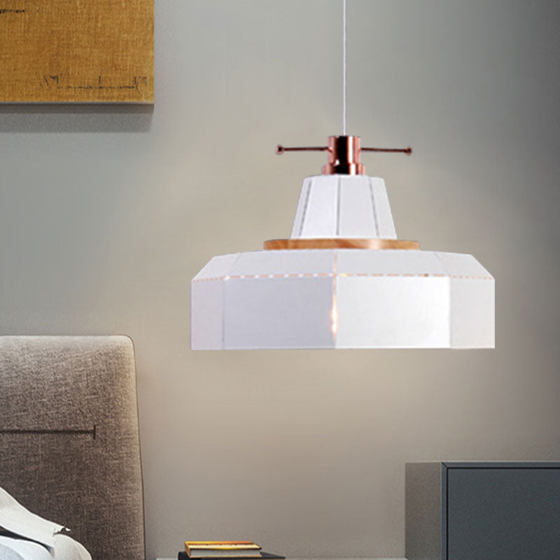 Modern Metal And Wood Pendant Light With Cylinder/Diamond Shade - 1 Black/White