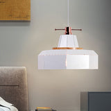Modern Metal And Wood Pendant Light - Cylinder/Diamond Shade 1 Black/White