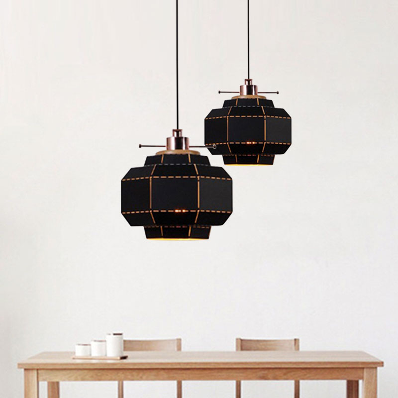 Modern Metal And Wood Pendant Light With Cylinder/Diamond Shade - 1 Black/White