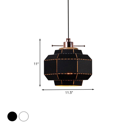 Modern Metal And Wood Pendant Light With Cylinder/Diamond Shade - 1 Black/White