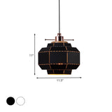 Modern Metal And Wood Pendant Light - Cylinder/Diamond Shade 1 Black/White
