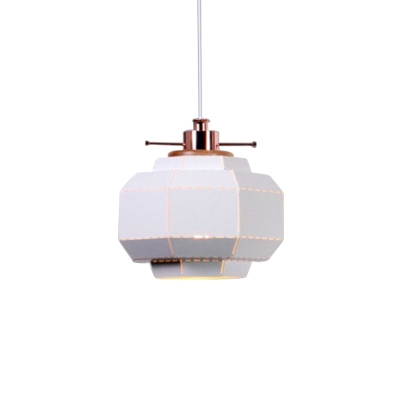 Modern Metal And Wood Pendant Light With Cylinder/Diamond Shade - 1 Black/White