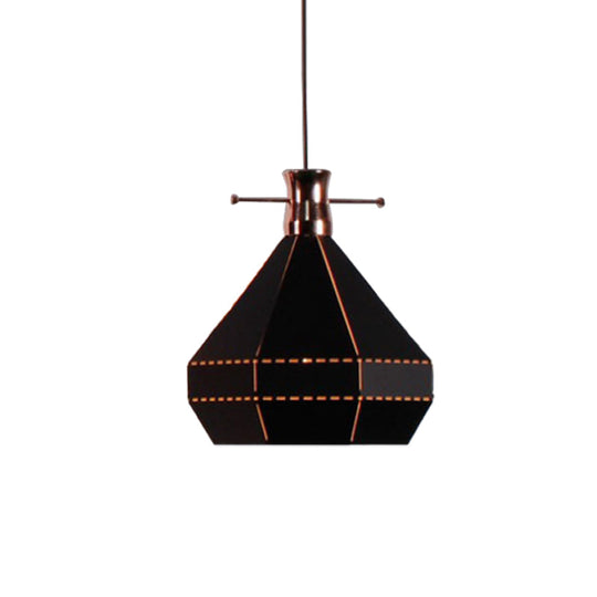 Modern Metal And Wood Pendant Light - Cylinder/Diamond Shade 1 Black/White