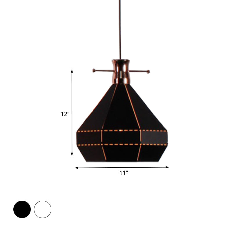 Modern Metal And Wood Pendant Light - Cylinder/Diamond Shade 1 Black/White