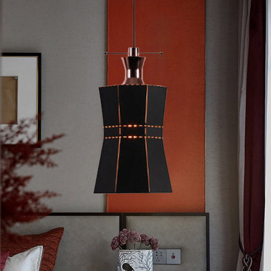 Modern Metal And Wood Pendant Light With Cylinder/Diamond Shade - 1 Black/White