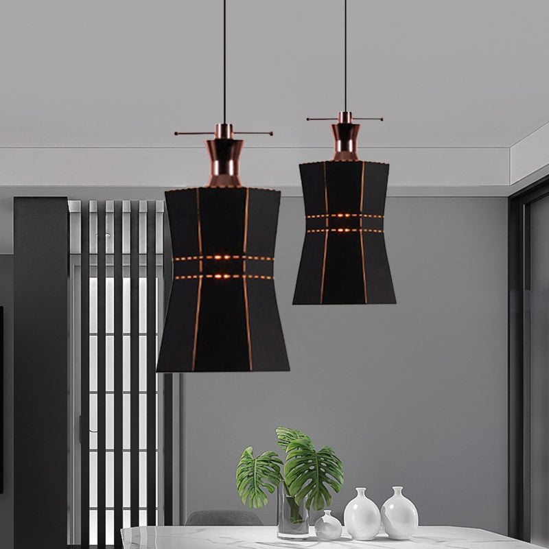 Modern Metal And Wood Pendant Light With Cylinder/Diamond Shade - 1 Black/White
