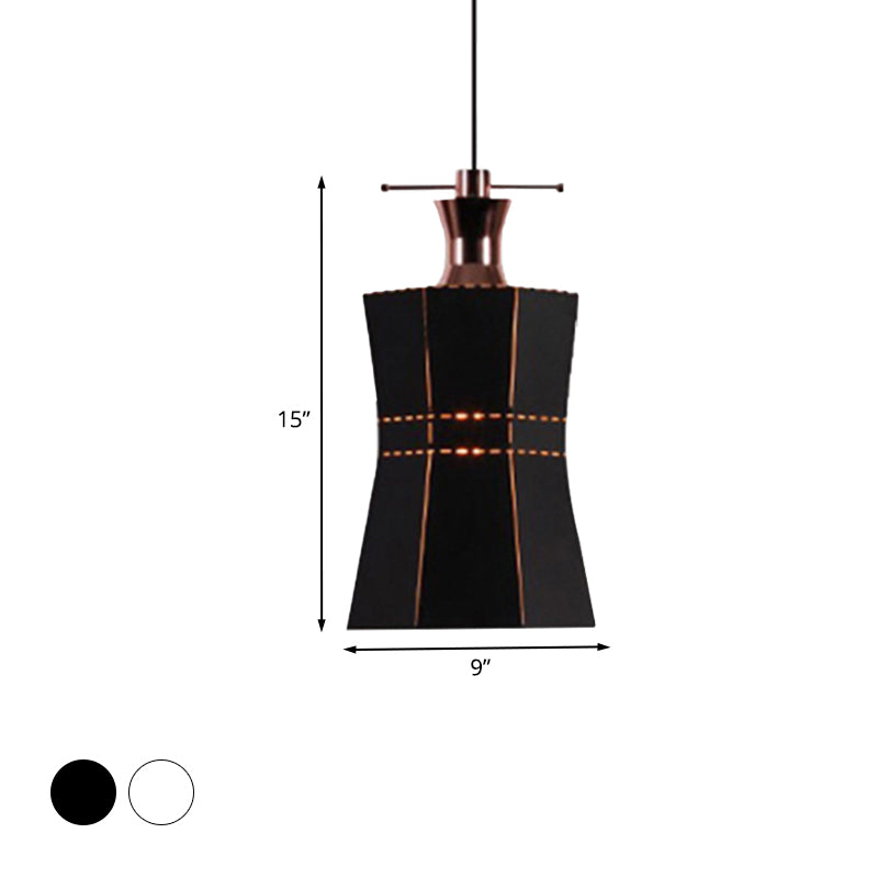 Modern Metal And Wood Pendant Light With Cylinder/Diamond Shade - 1 Black/White