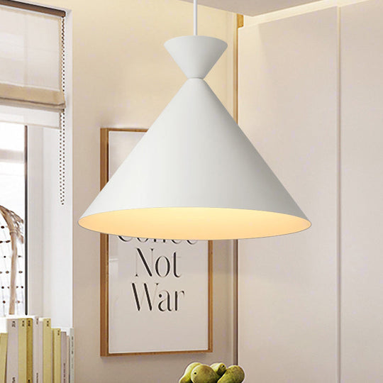 Modern Conical Metal Hanging Ceiling Light - White