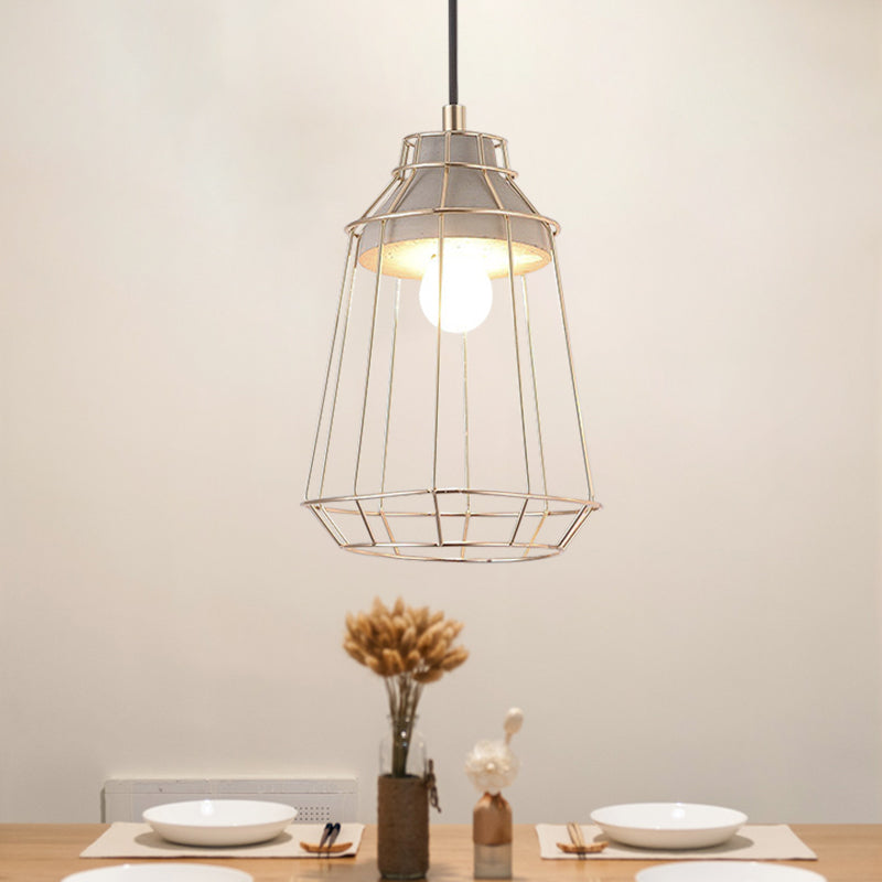 Nordic Style Caged Pendant Lamp - Adjustable Cord Gold Finish / B