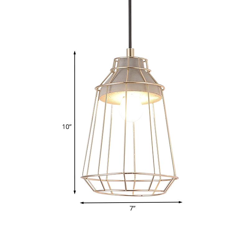 Nordic Style Caged Pendant Lamp - Adjustable Cord Gold Finish