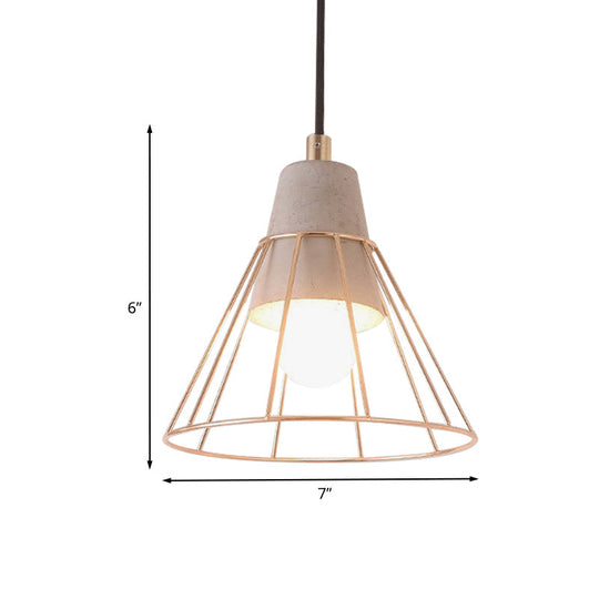 Gold Adjustable Nordic Pendant Light With Caged Design