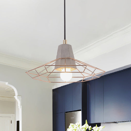 Gold Adjustable Nordic Pendant Light With Caged Design