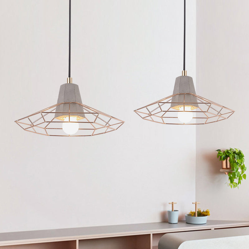 Gold Adjustable Nordic Pendant Light With Caged Design