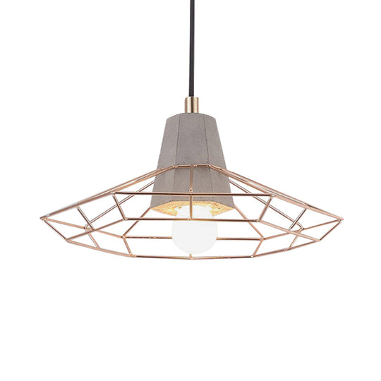 Nordic Style Caged Pendant Lamp - Adjustable Cord Gold Finish