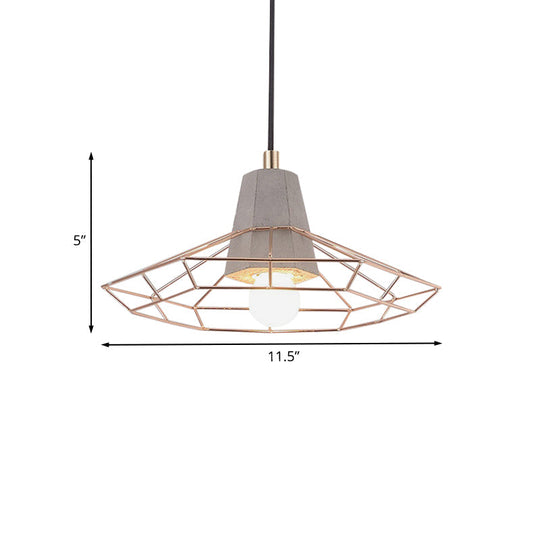 Nordic Style Caged Pendant Lamp - Adjustable Cord Gold Finish