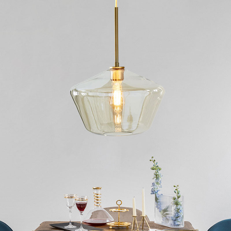 Modern Brass Pendant Light: 4.5/9/12 Wide Glass Shade Hanging Light With Single Lamp Socket - Ideal